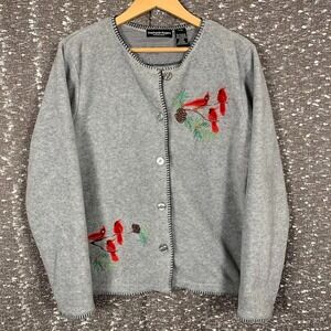 Stephanie Rogers Fleece Cardinals Cardigan Sweater Holiday Winter Women's Small